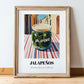 Jalapenos – Italian Urban Café Scene, Canned Vegetables Still Life, in wooden frame leaning on the floor