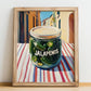 Jalapenos – Italian Urban Café Scene, Canned Vegetables Still Life, no-text version framed in wood