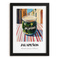 Jalapenos – Italian Urban Café Scene, Canned Vegetables Still Life, in sleek black frame