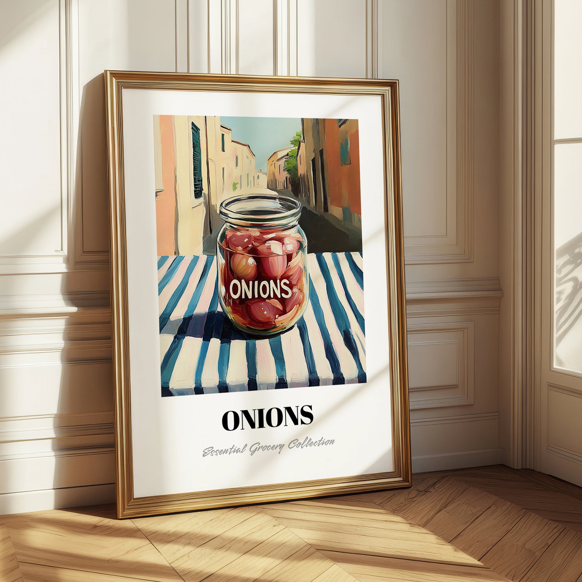 Onions – Italian Street Café Scene, Canned Vegetables Wall Poster