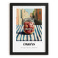 Onions – Italian Street Café Scene, Canned Vegetables Wall Poster, in sleek black frame