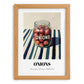 Onions – on Striped Tablecloth, Canned Vegetables Poster, set in oak frame