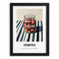 Onions – on Striped Tablecloth, Canned Vegetables Poster, in sleek black frame