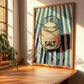 Salt – on Striped Tablecloth, Spices Art, clean layout with no caption