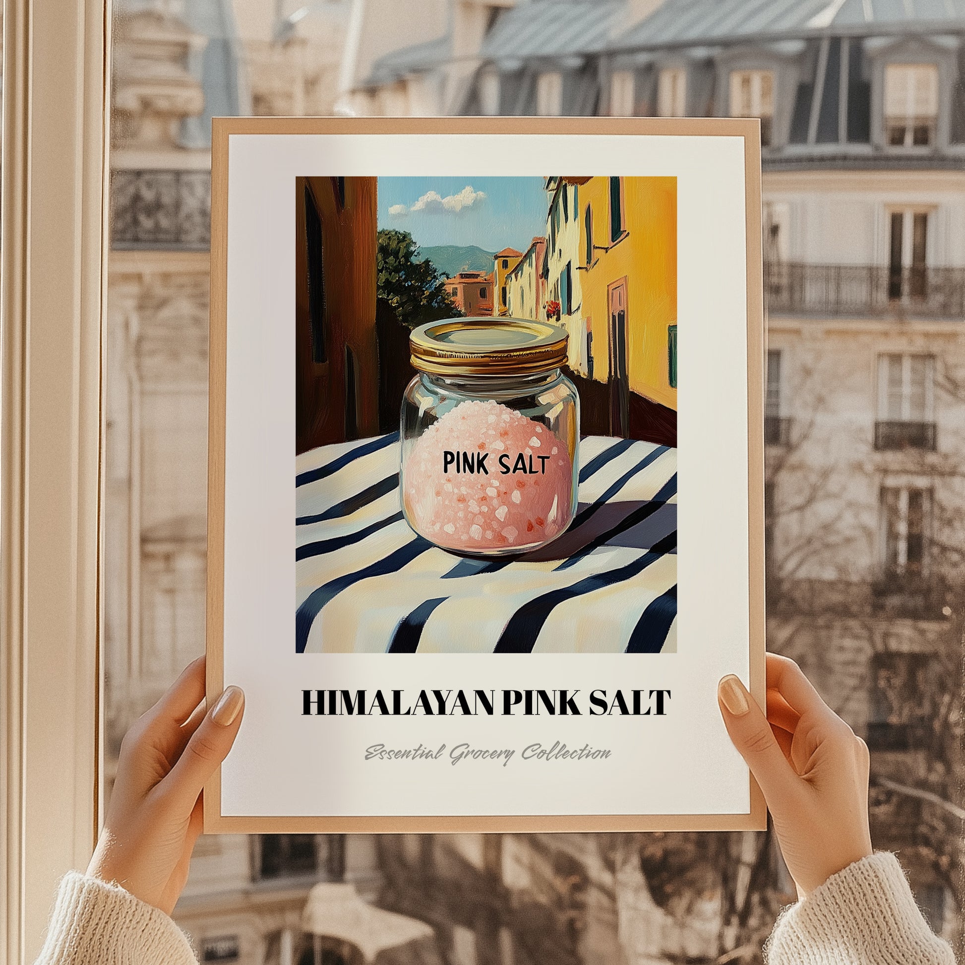 Himalayan Pink Salt – Italian Outdoor Café Scene, Spices Still Life, styled in a charming Paris street view