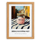 Himalayan Pink Salt – Italian Outdoor Café Scene, Spices Still Life, set in oak frame