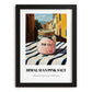 Himalayan Pink Salt – Italian Outdoor Café Scene, Spices Still Life, in sleek black frame