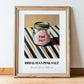 Himalayan Pink Salt – on Striped Tablecloth, Spices Poster, in wooden frame leaning on the floor