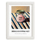 Himalayan Pink Salt – on Striped Tablecloth, Spices Poster, placed in minimal white frame