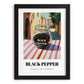 Black Pepper – Italian Outdoor Café Scene, Spices Art, in sleek black frame