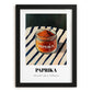 Paprika – on Striped Tablecloth, Spices Wall Decor, in sleek black frame
