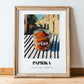 Paprika – Italian Street Café Scene, Spices Still Life, in wooden frame leaning on the floor