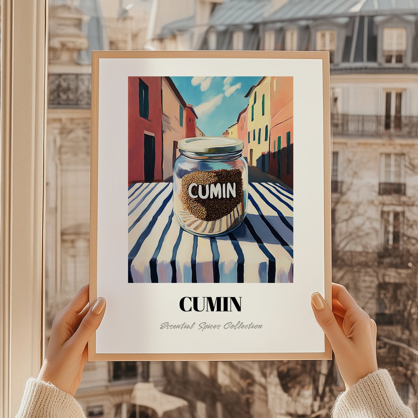 Cumin – Italian Café on the Corner, Spices Wall Decor, styled in a charming Paris street view