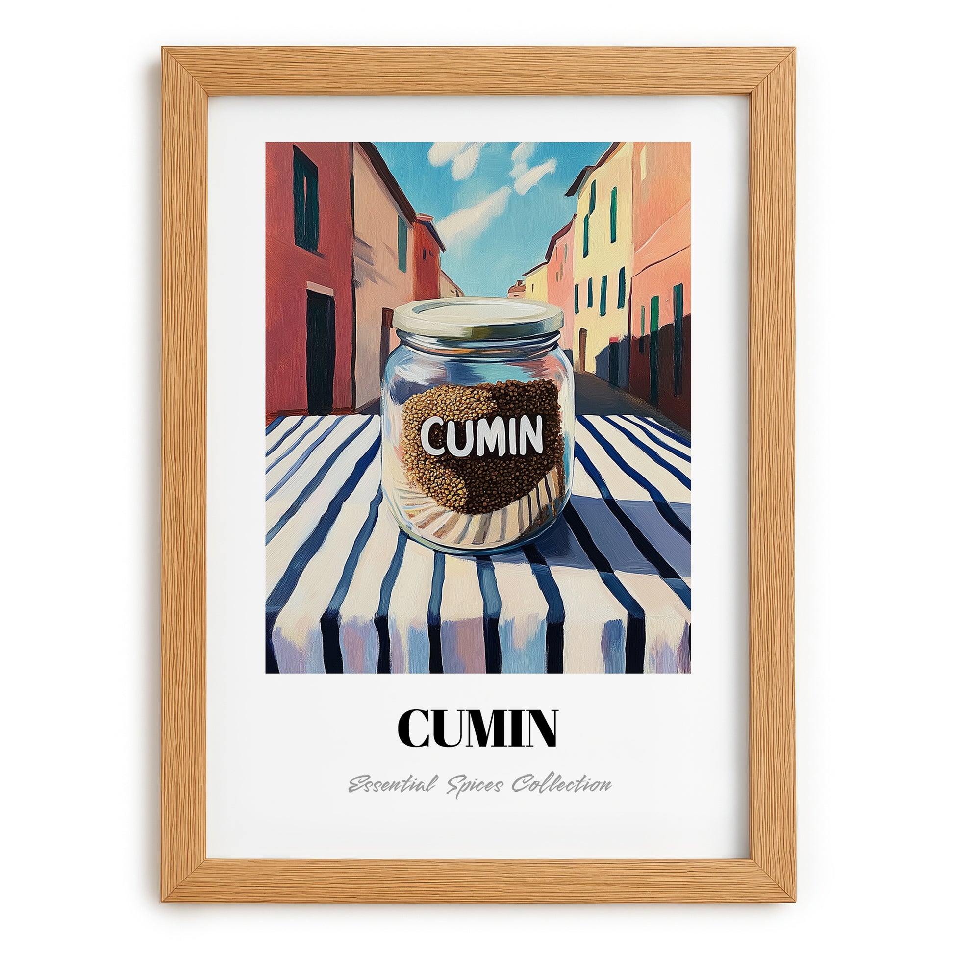 Cumin – Italian Café on the Corner, Spices Wall Decor, set in oak frame