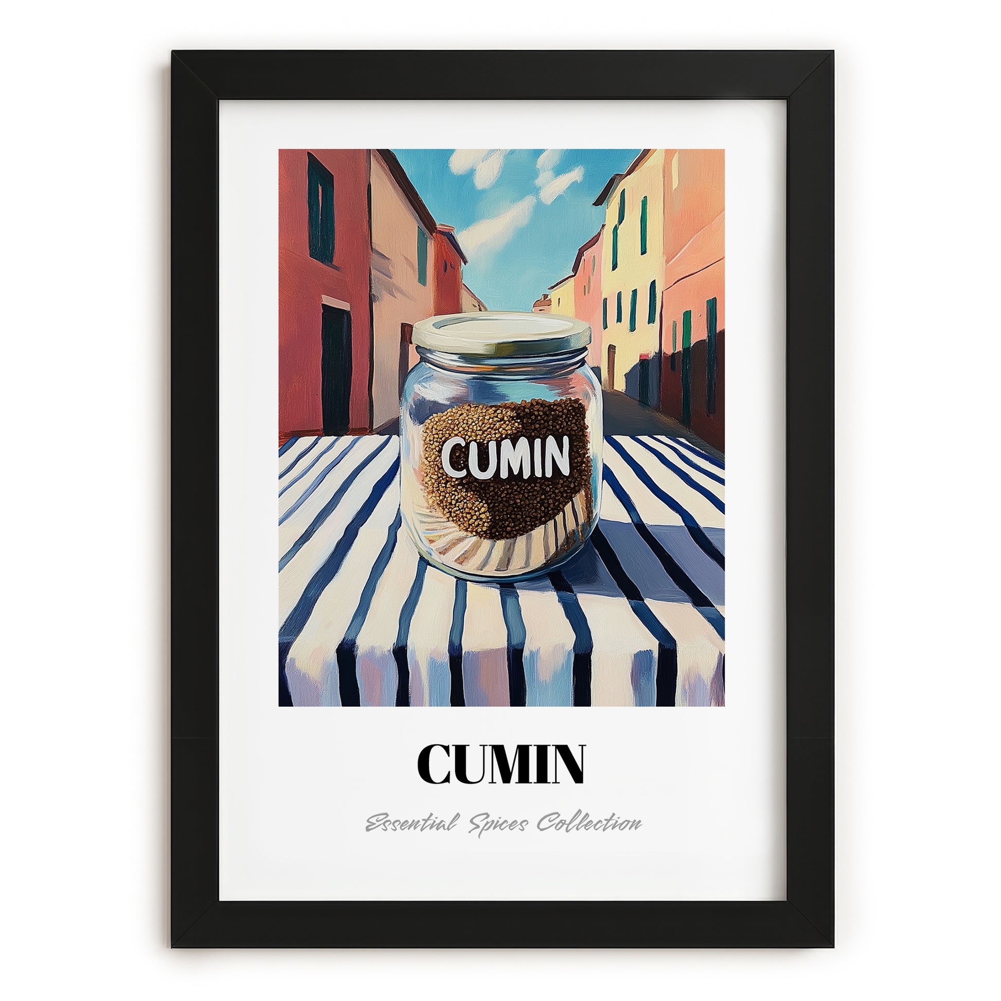Cumin – Italian Café on the Corner, Spices Wall Decor, in sleek black frame