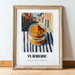 Turmeric – Italian Café on the Corner, Spices Wall Art, in wooden frame leaning on the floor