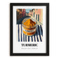 Turmeric – Italian Café on the Corner, Spices Wall Art, in sleek black frame