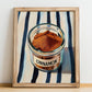 Cinnamon – on Striped Tablecloth, Spices Still Life, no-text version framed in wood