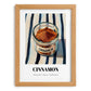 Cinnamon – on Striped Tablecloth, Spices Still Life, set in oak frame