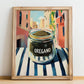 Oregano – Italian Outdoor Café Scene, Spices Still Life, no-text version framed in wood