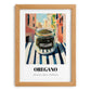 Oregano – Italian Outdoor Café Scene, Spices Still Life, set in oak frame