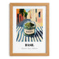 Basil – Italian Outdoor Café Scene, Spices Painting, set in oak frame