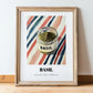 Basil – on Striped Tablecloth, Spices Wall Decor, in wooden frame leaning on the floor