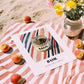 Basil – on Striped Tablecloth, Spices Wall Decor, unframed on coastal sand