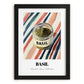Basil – on Striped Tablecloth, Spices Wall Decor, in sleek black frame