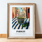 Parsley – Italian Street Café Scene, Spices Poster, in wooden frame leaning on the floor