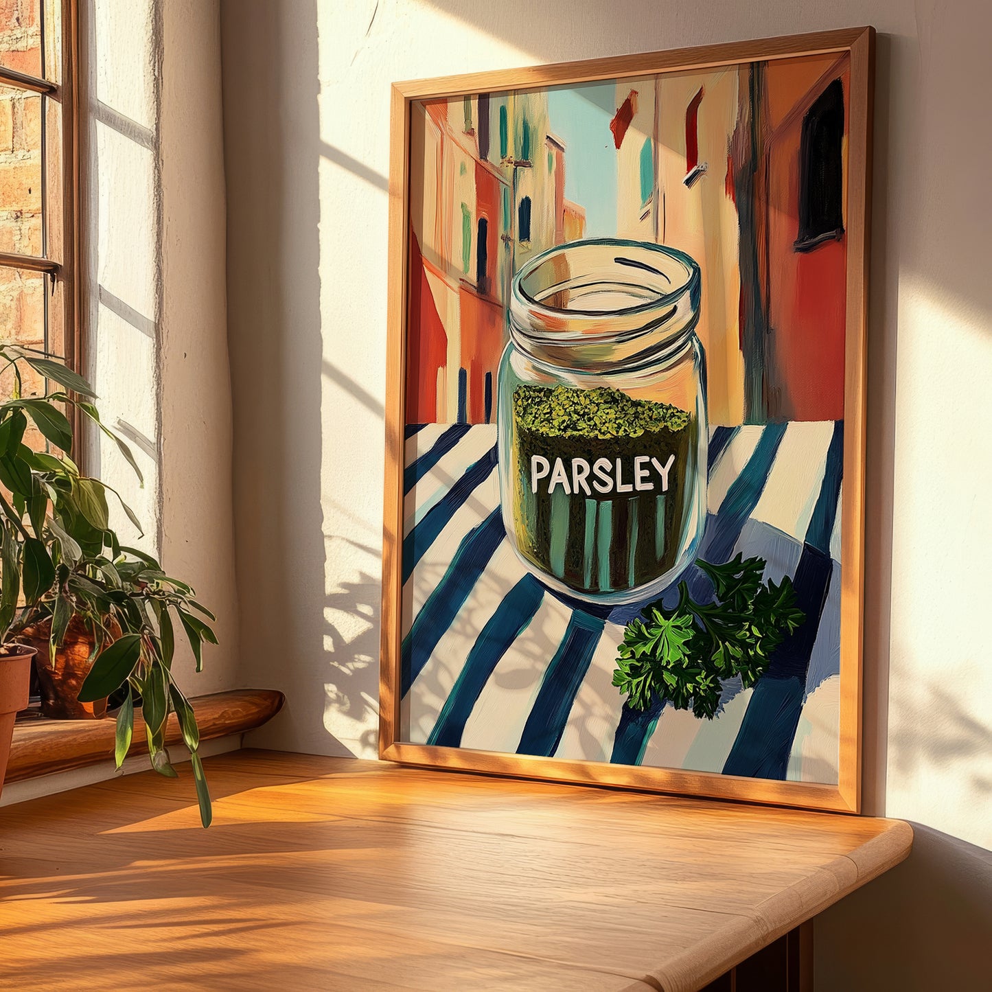 Parsley – Italian Street Café Scene, Spices Poster, clean layout with no caption