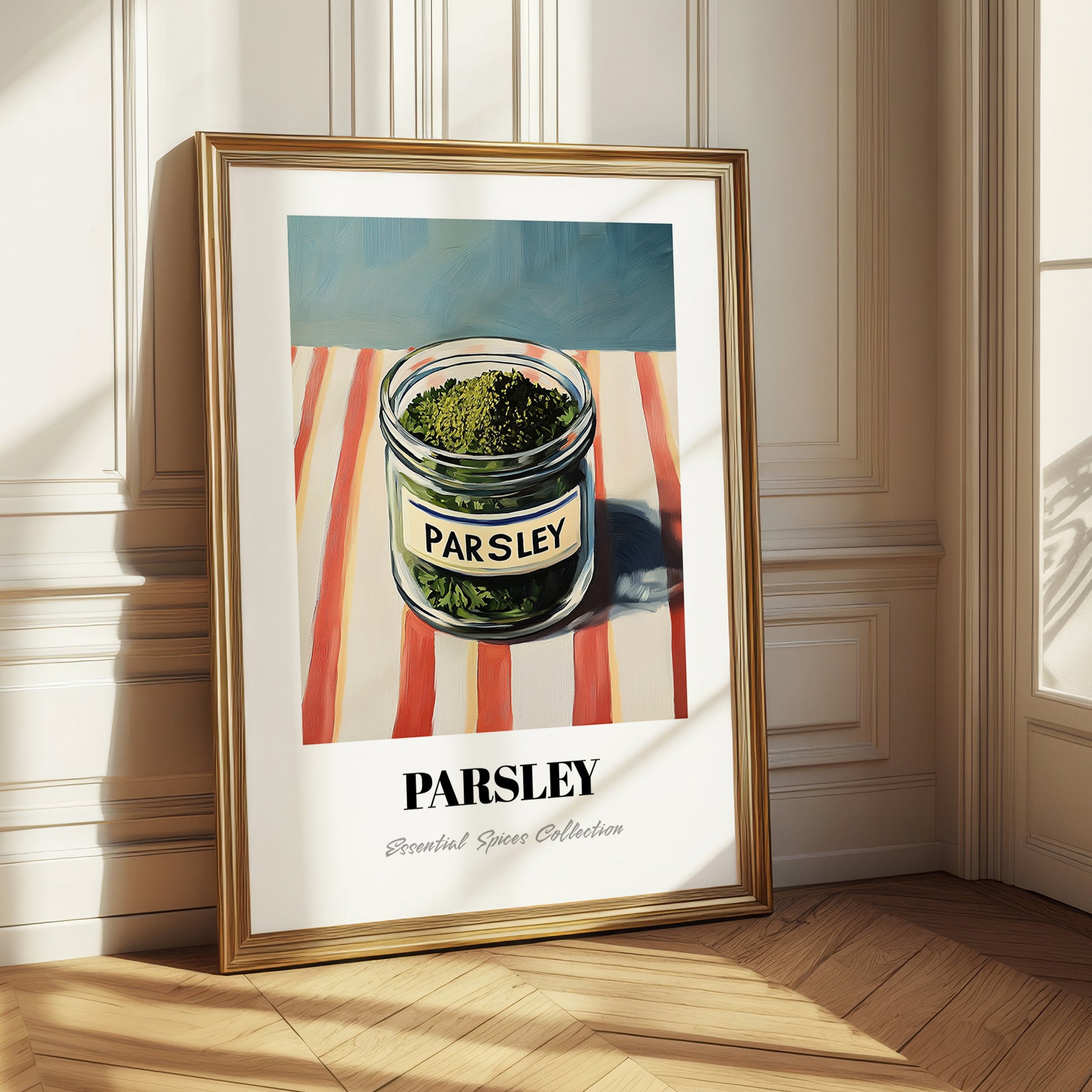 Parsley – on Striped Tablecloth, Spices Wall Decor