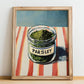 Parsley – on Striped Tablecloth, Spices Wall Decor, no-text version framed in wood