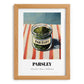 Parsley – on Striped Tablecloth, Spices Wall Decor, set in oak frame
