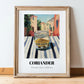 Coriander – Italian Urban Café Scene, Spices Wall Print, in wooden frame leaning on the floor