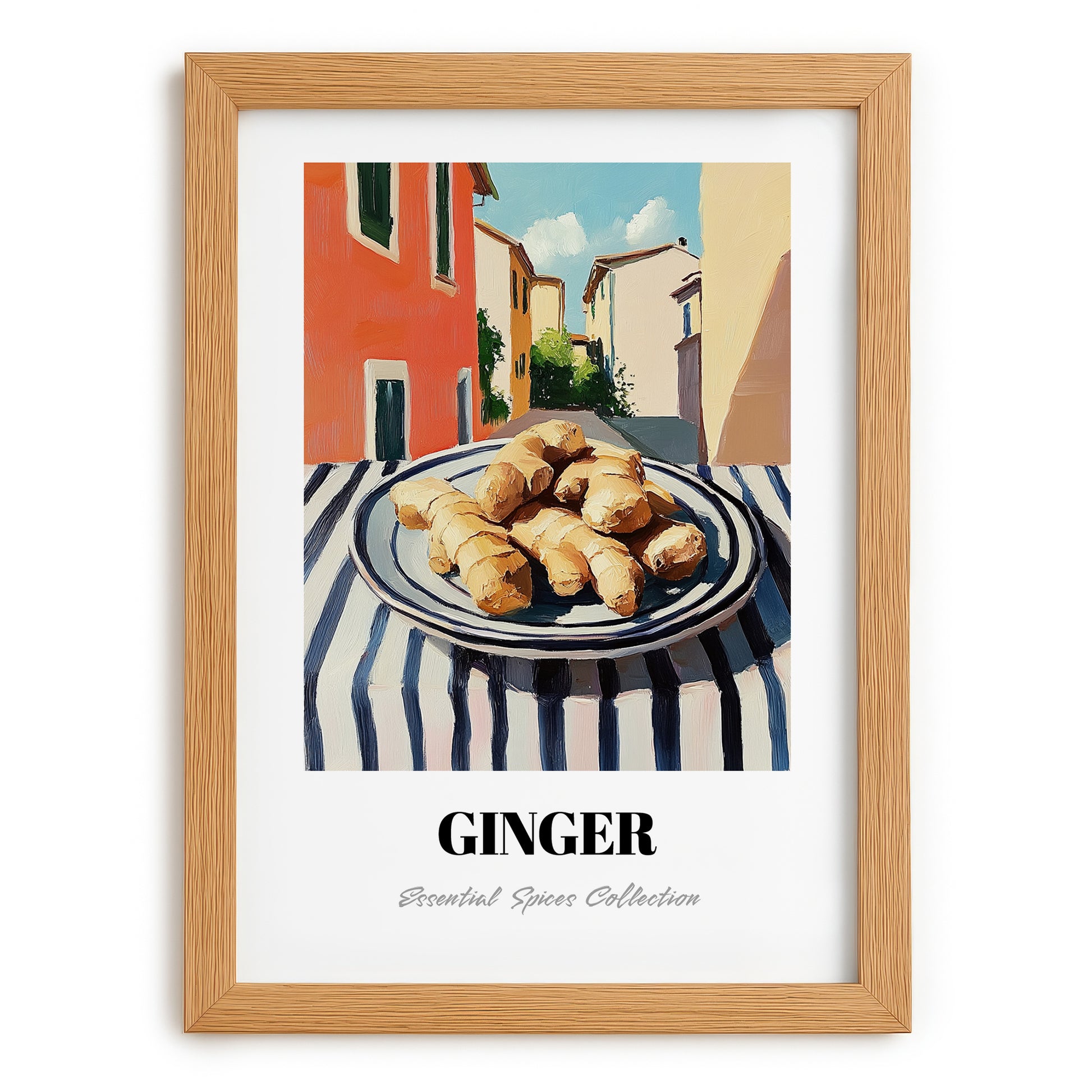 Ginger – Italian Café on the Corner, Spices Painting, set in oak frame