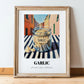 Garlic – Italian Outdoor Café Scene, Spices Still Life, in wooden frame leaning on the floor