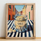 Garlic – Italian Outdoor Café Scene, Spices Still Life, no-text version framed in wood