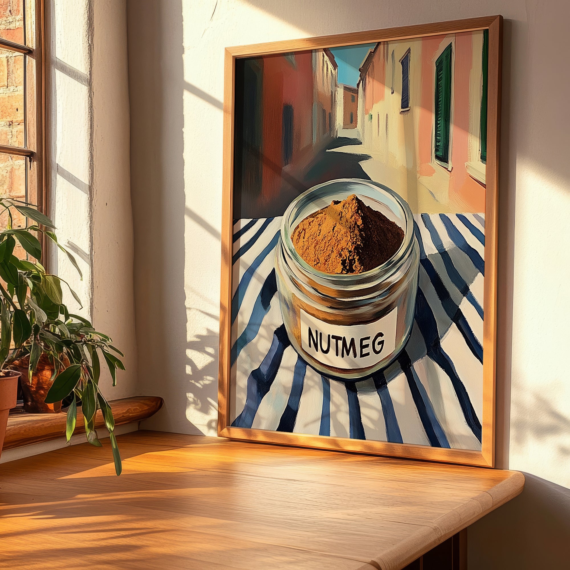 Nutmeg – Italian Street Café Scene, Spices Wall Decor, clean layout with no caption