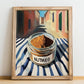 Nutmeg – Italian Street Café Scene, Spices Wall Decor, no-text version framed in wood