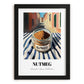 Nutmeg – Italian Street Café Scene, Spices Wall Decor, in sleek black frame
