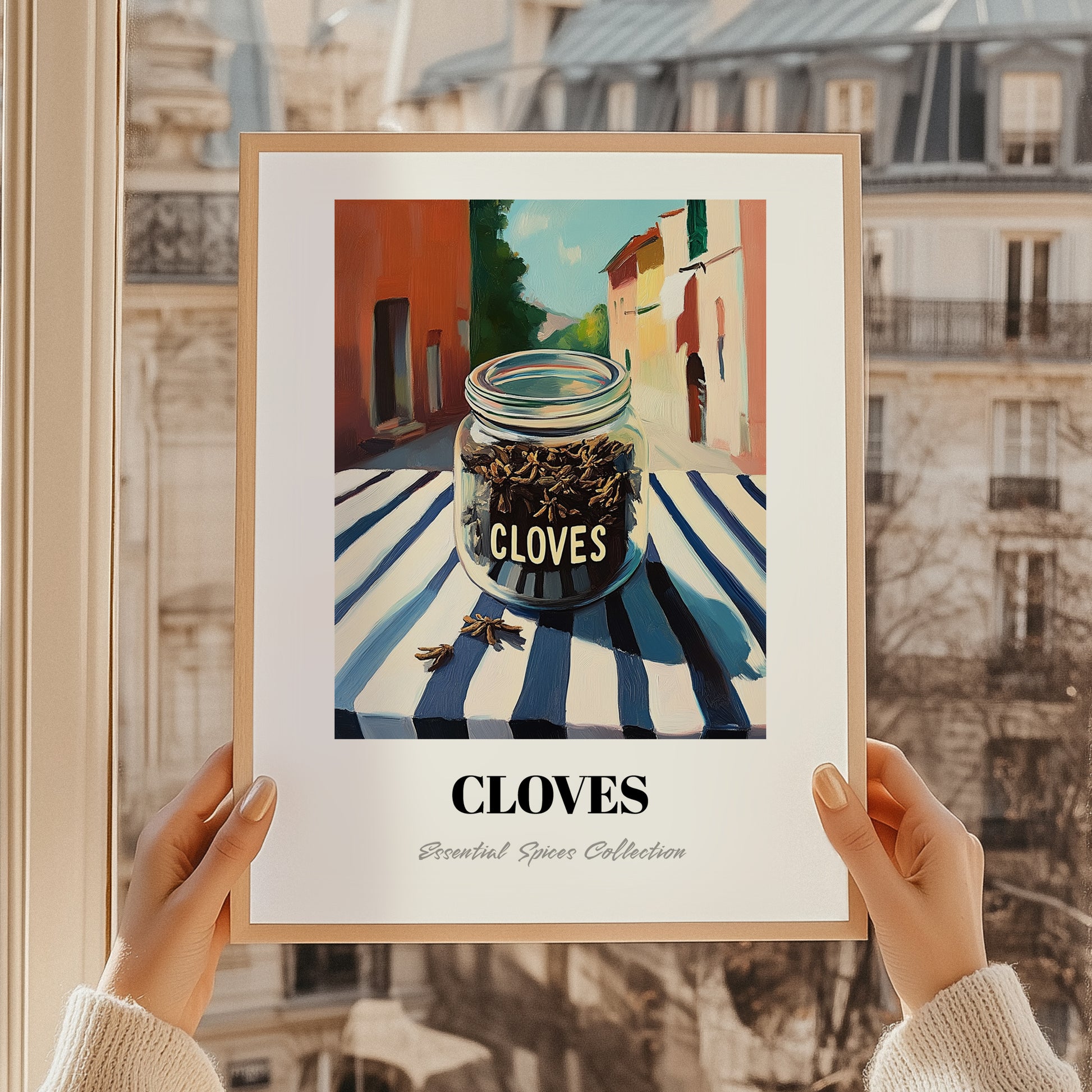 Cloves – Italian Urban Café Scene, Spices Wall Decor, styled in a charming Paris street view
