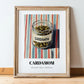 Cardamom – on Striped Tablecloth, Spices Illustration, in wooden frame leaning on the floor