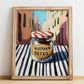 Mustard Seeds – Italian Outdoor Café Scene, Spices Wall Art, no-text version framed in wood