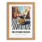 Mustard Seeds – Italian Outdoor Café Scene, Spices Wall Art, set in oak frame