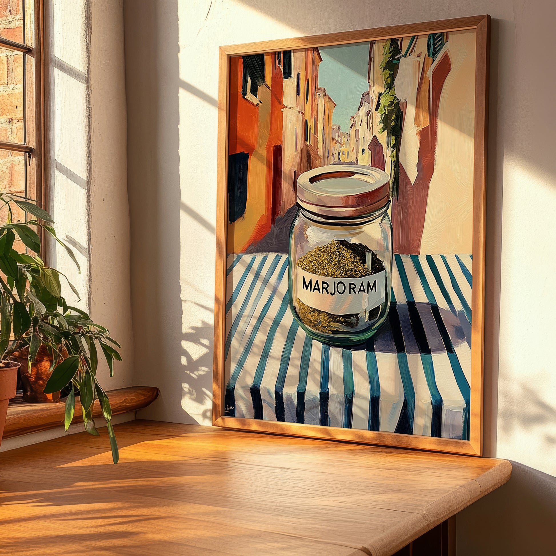 Marjoram – Italian Urban Café Scene, Spices Wall Decor, clean layout with no caption