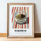 Marjoram – on Striped Tablecloth, Spices Wall Decor, in wooden frame leaning on the floor