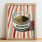 Marjoram – on Striped Tablecloth, Spices Wall Decor, no-text version framed in wood
