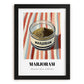 Marjoram – on Striped Tablecloth, Spices Wall Decor, in sleek black frame