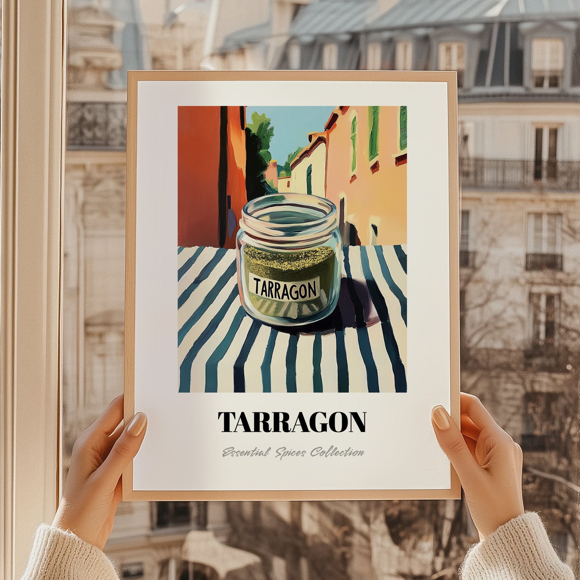 Tarragon – Italian Urban Café Scene, Spices Wall Decor, styled in a charming Paris street view